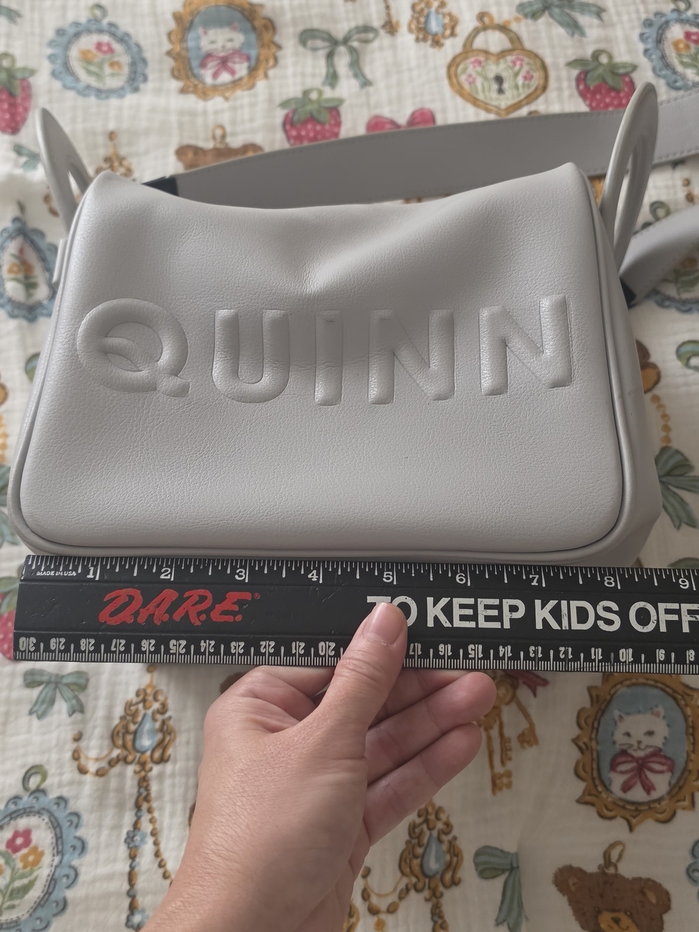 Quinn   Light Gray Crossbody Bag